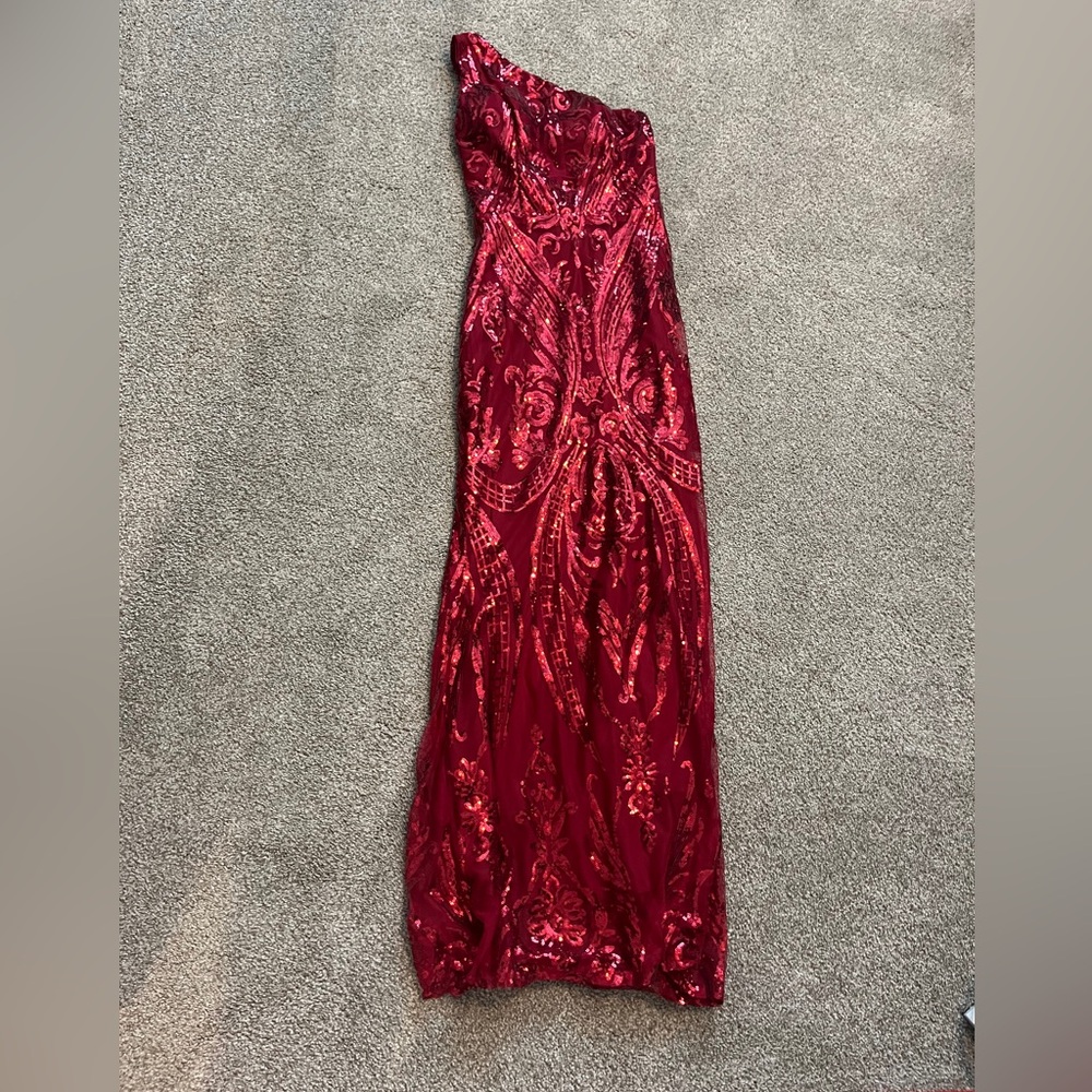 Red sequin Windsor dress